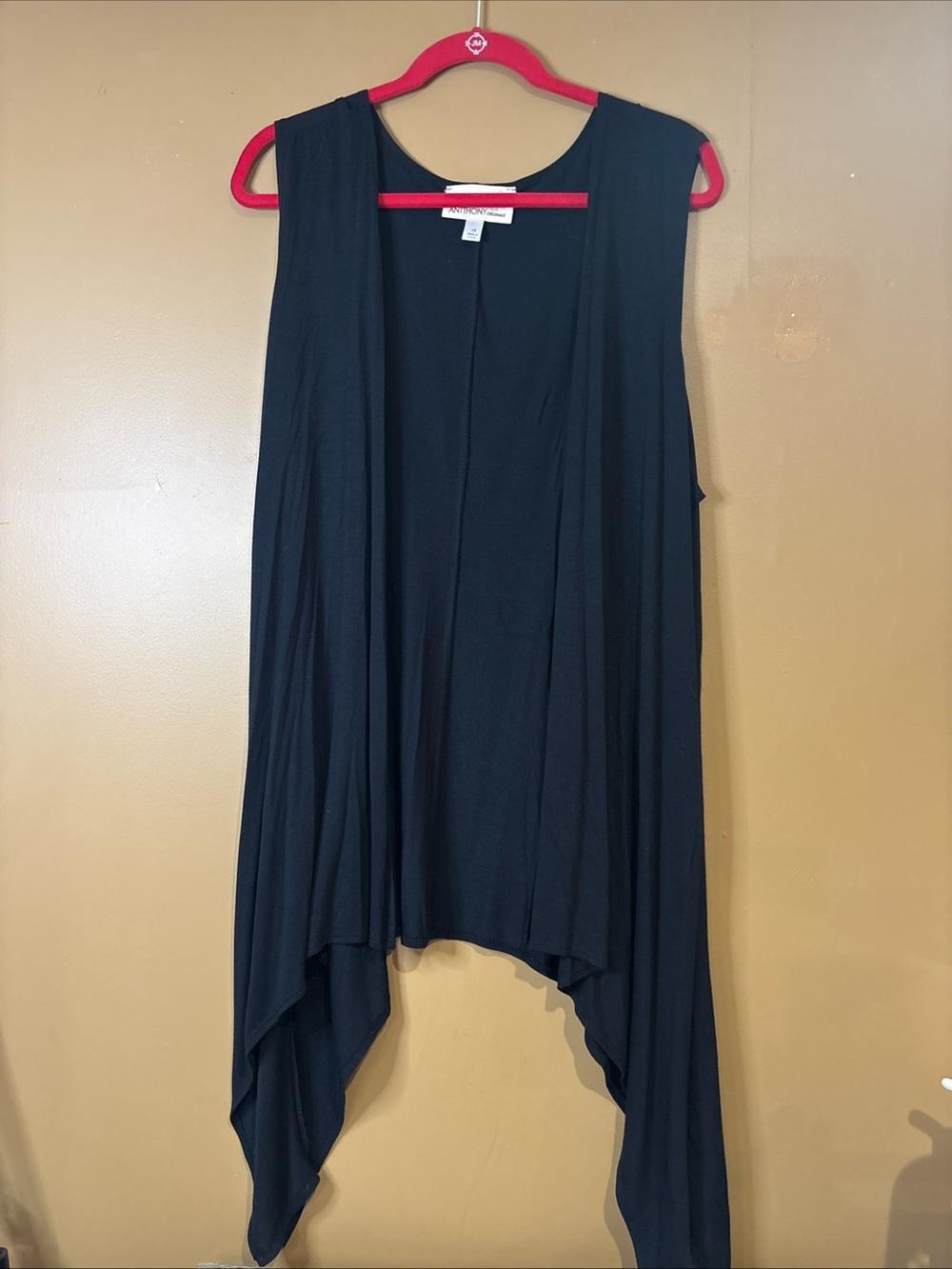 HC976 Antthony Cardigan wrap Black Lightweight Knit 95% Rayon 5% Spandex 1X